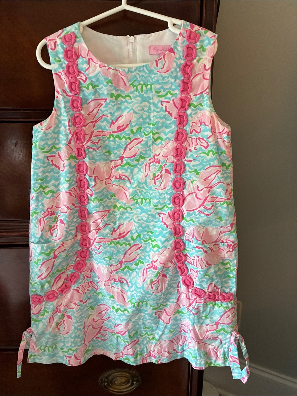 Lilly Pulitzer girls Sleeveless Pink & Aqua Printed Shift Dress
